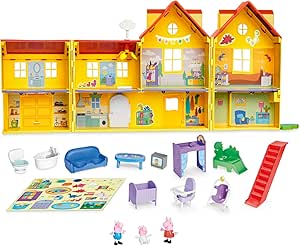 Peppa Pig Peppa's Big Family House Playset. New but missing half of the accessories, open, scruffy box