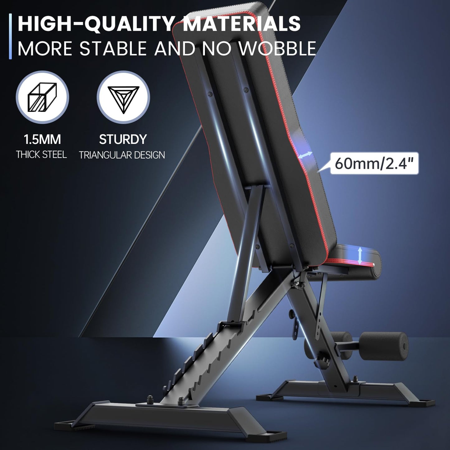 PASYOU Adjustable Weight Bench Press Foldable Workout Bench 700 Pounds Load Flat Incline/Decline Strength Training Benches, Sit Up Exercise Bench for