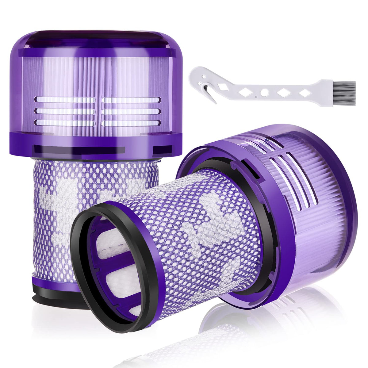 Leadaybetter Replacement Filter for Dyson V12 Detect Slim Absolute Vacuum Cleaner, Washable Replacement Parts, 2 Hepa Filter with 1 Brush, Replace #