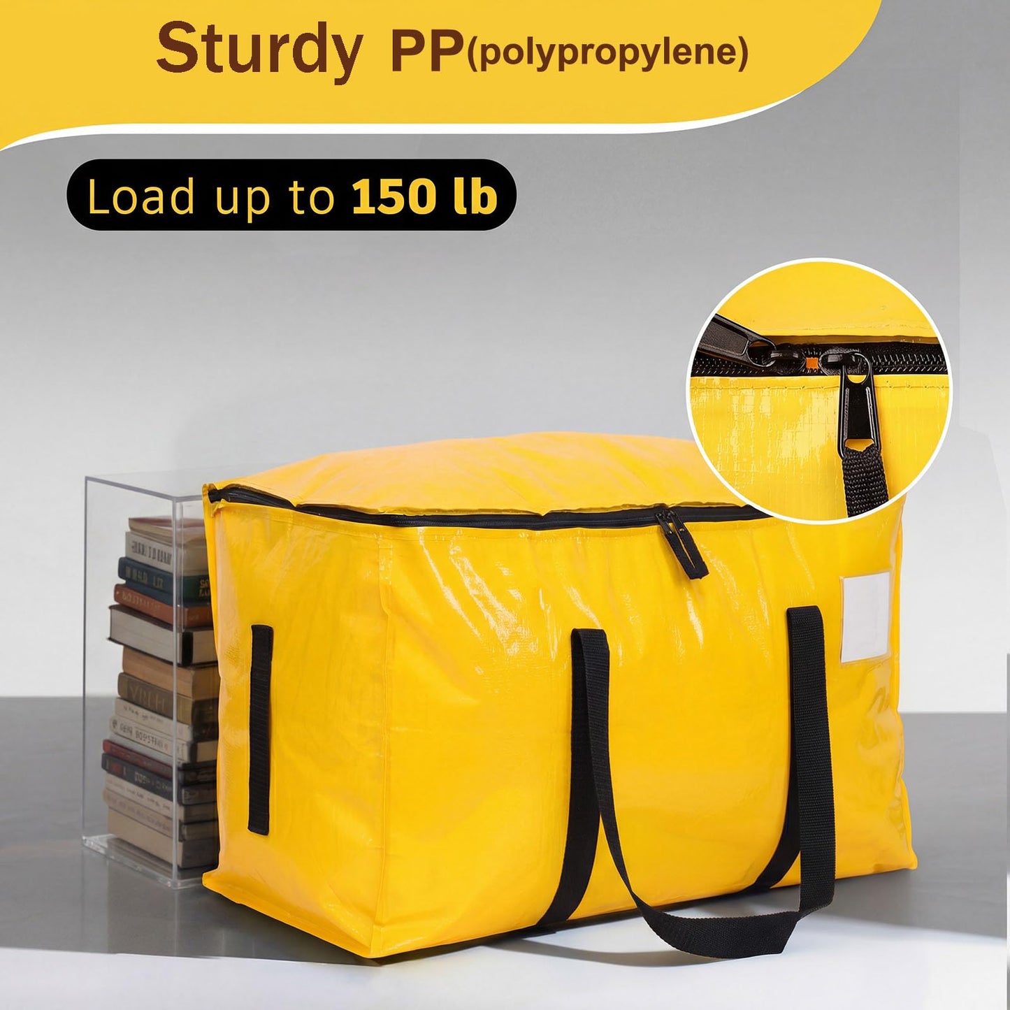 6 Pack 90L Moving Bags, Heavy Duty Storage Bag Dorm Moving Essential,Yellow