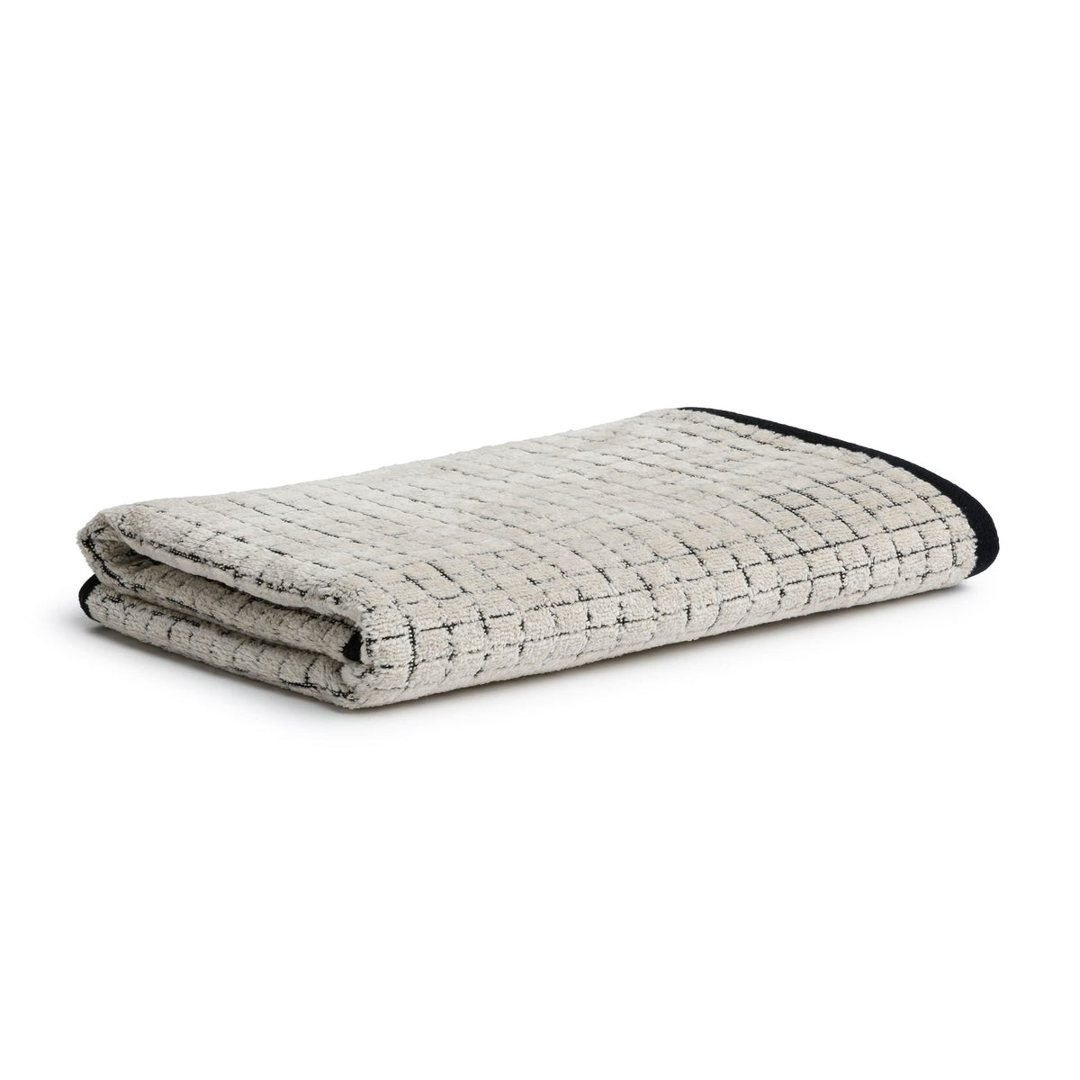 m?ve Eden shower towel check structure velours 80 x 150 cm made of 80% cotton / 20% linen, nature / black
