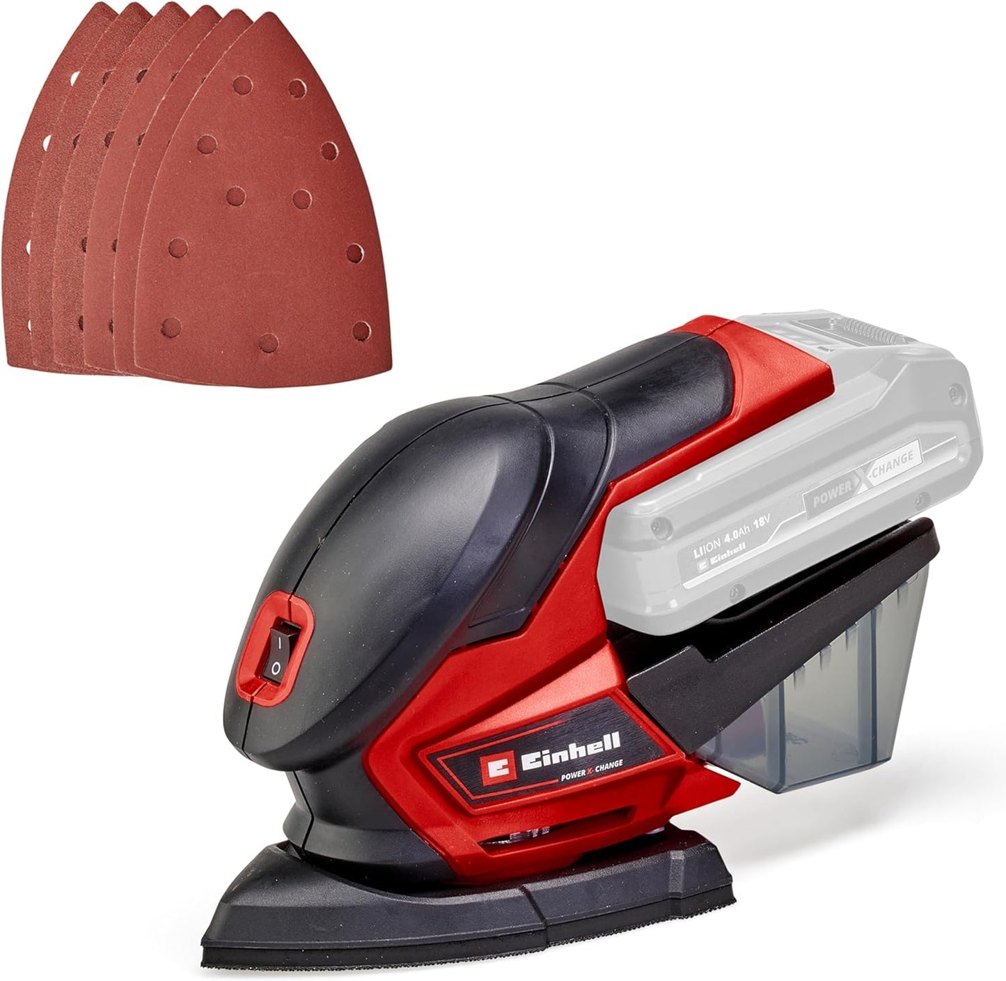 Einhell Power X-Change Cordless Detail Sander - 18V Electric Sander For Wood, Plaster And Metal - TE-OS 18/150 Li Solo Hand-Held Sander With Dust