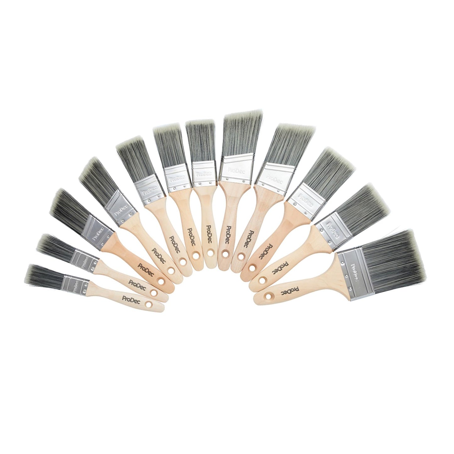 ProDec Decorator's Dozen Paint Brush Set Including Cutting In Brushes for a Smooth Finish Painting with Emulsion, Gloss, Satin Paints on Walls,