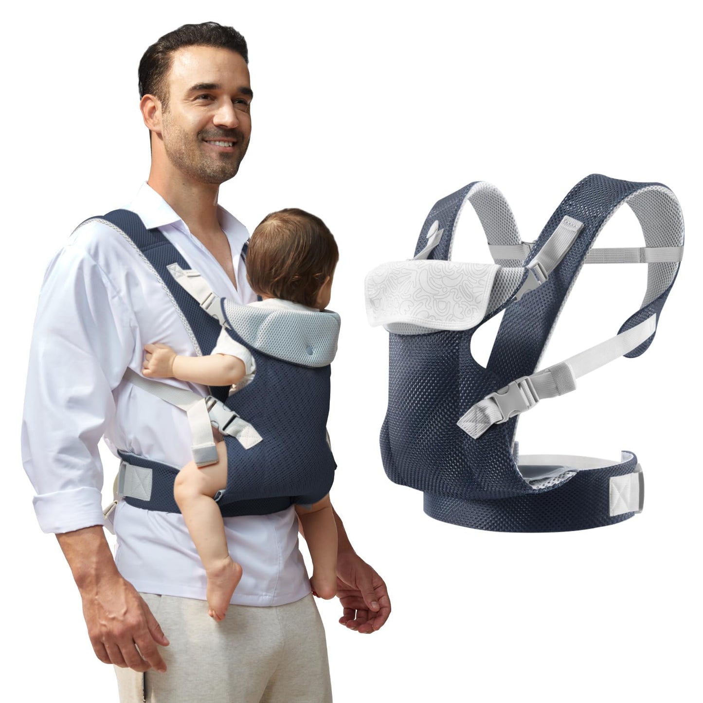 IULONEE Baby Carriers from Newborn with Detachable Bibs Ergonomic Portable Baby Front & Back Backpack Carry Adjustable Toddlers Carrier for Newborn