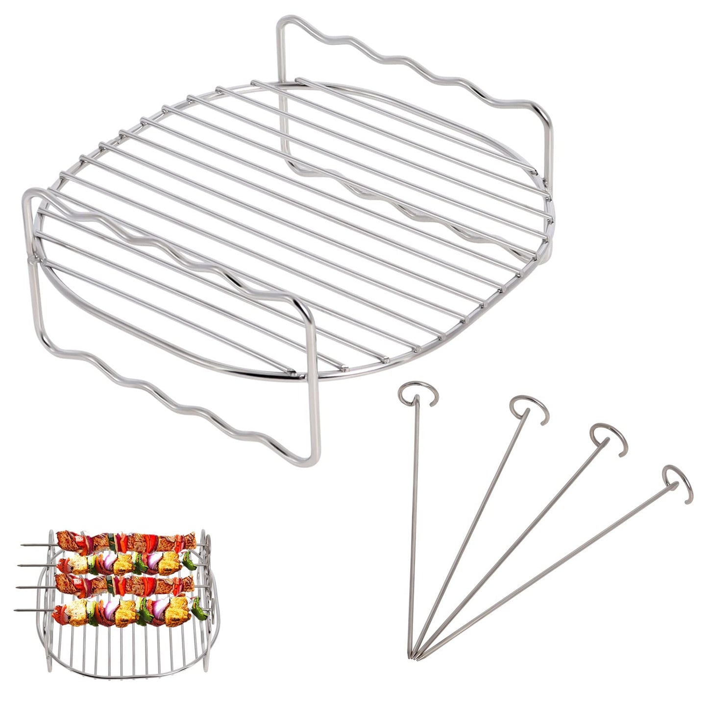 Air Fryer Rack Compatible with Tefal 4.2L Cosori 3.5L/3.8L Salter 4.5L Tower 4L Ninja 3.8L Philips 4.1L Air Fryer Accessories 304 Stainless Steel