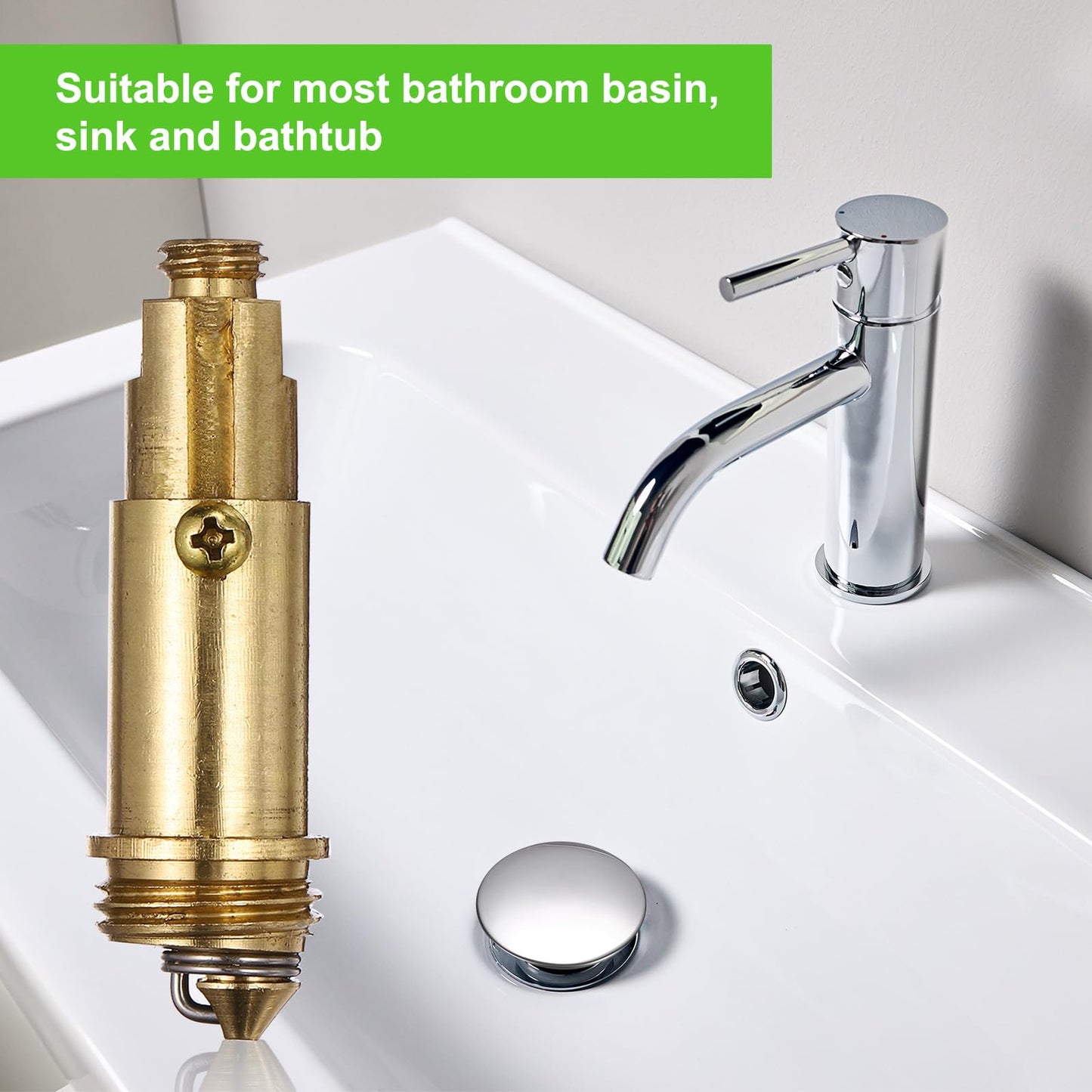 sourcing map 2Pcs Basin Sink Clicker, Replacement Sink Basin Clicker Brass Push Spring Plug for Home Bathroom Bathtub Sinks Drain Stopper