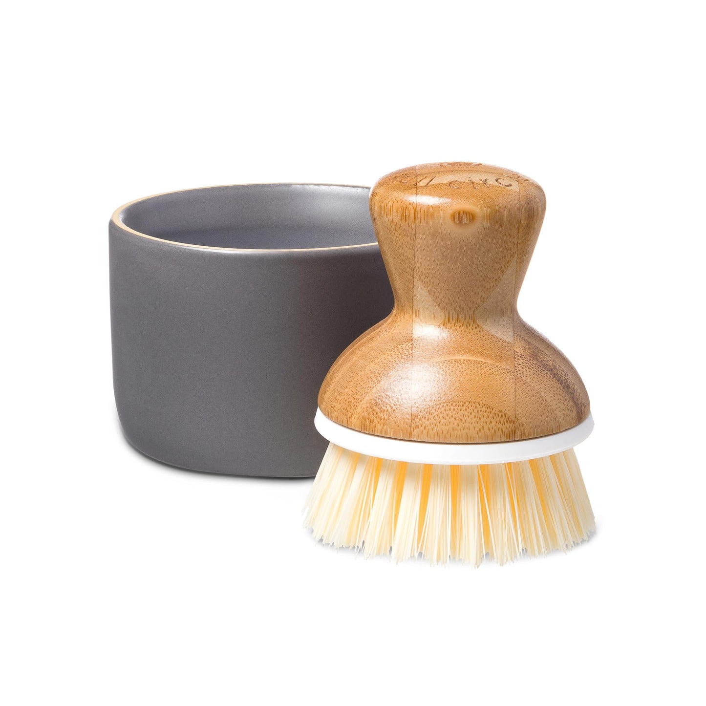 Full Circle Bubble Up Round Dish Brush, Wood, White, 17 x 13 x 19 cm