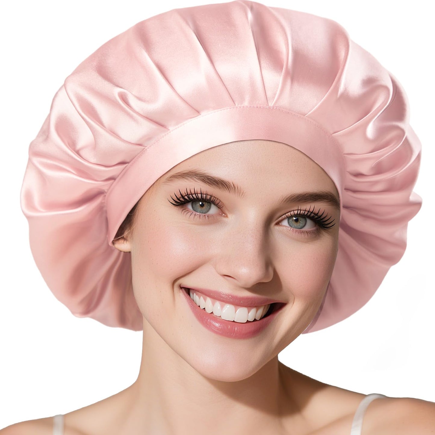 LitBear Silk Bonnet for Women Sleeping 100% Mulberry 22 Momme, Adjustable Silk Hair Bonnet Sleep Cap for Curly Hair with Elastic Band, Non-Slip