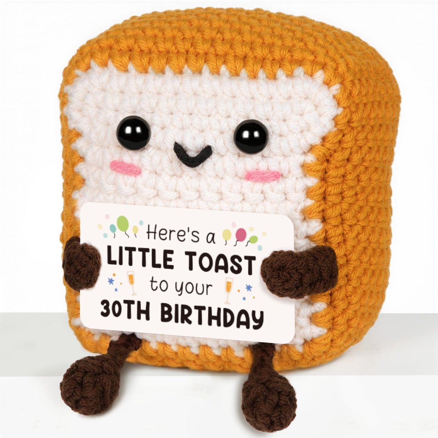 CheriGift 30th Birthday Gifts for Women Men, Handmade Emotional Support Crochet Toast 30th Birthday Decorations, 30 Years Old Gifts for Her Him