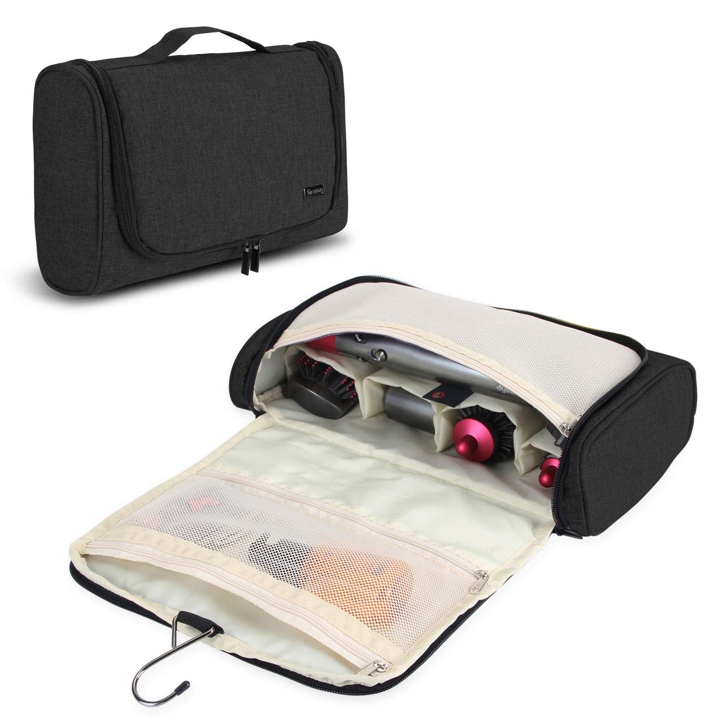 Teamoy Travel Storage Bag Compatible with Dyson Airwrap Styler, Portable Travel Organiser for Airwrap Styler and Attachments, Black
