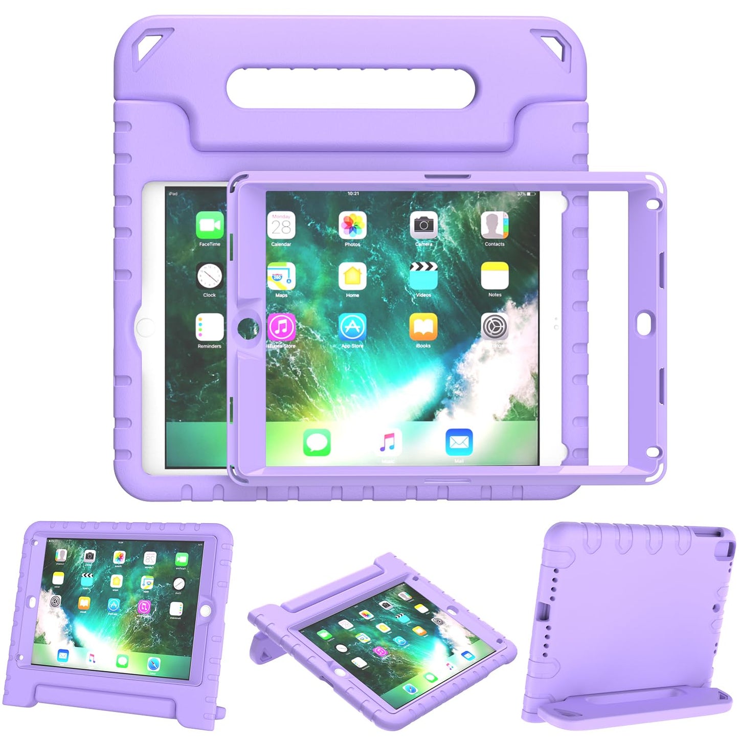 Surom Kids Case with Screen Protector for iPad 9.7 Inch 2018/2017,iPad Air 2, Shockproof Convertible Handle Stand Kids Case for iPad 9.7 2017/2018