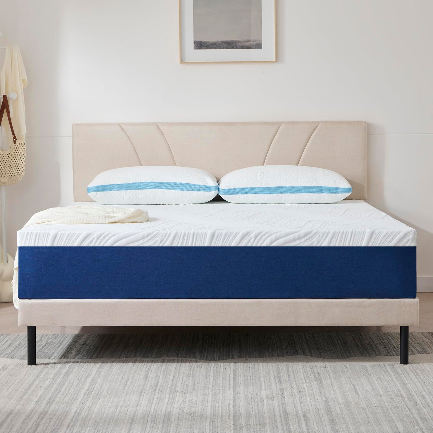 Hiimgo King Mattress Memory Foam - Orthopaedic Medium Firm Support, Breathable Carved Knitted Cover for Back Pain & Pressure Relief (200x150x20cm)