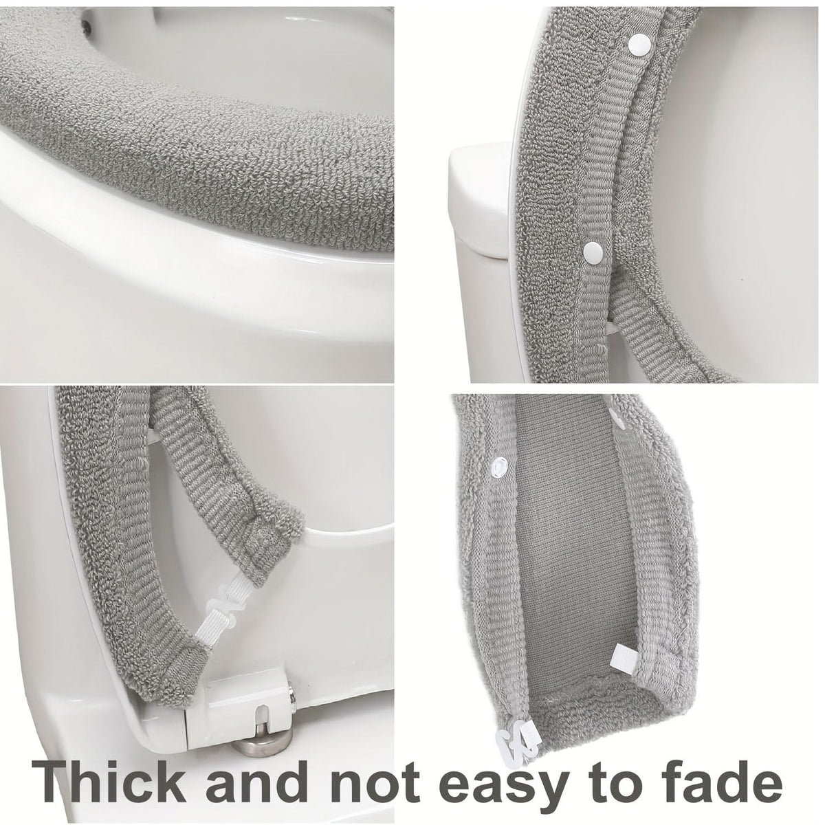 Bathroom Soft Thicker Warmer Stretchable Washable Cloth Toilet Seat Cover Pads (Gray/3pcs)