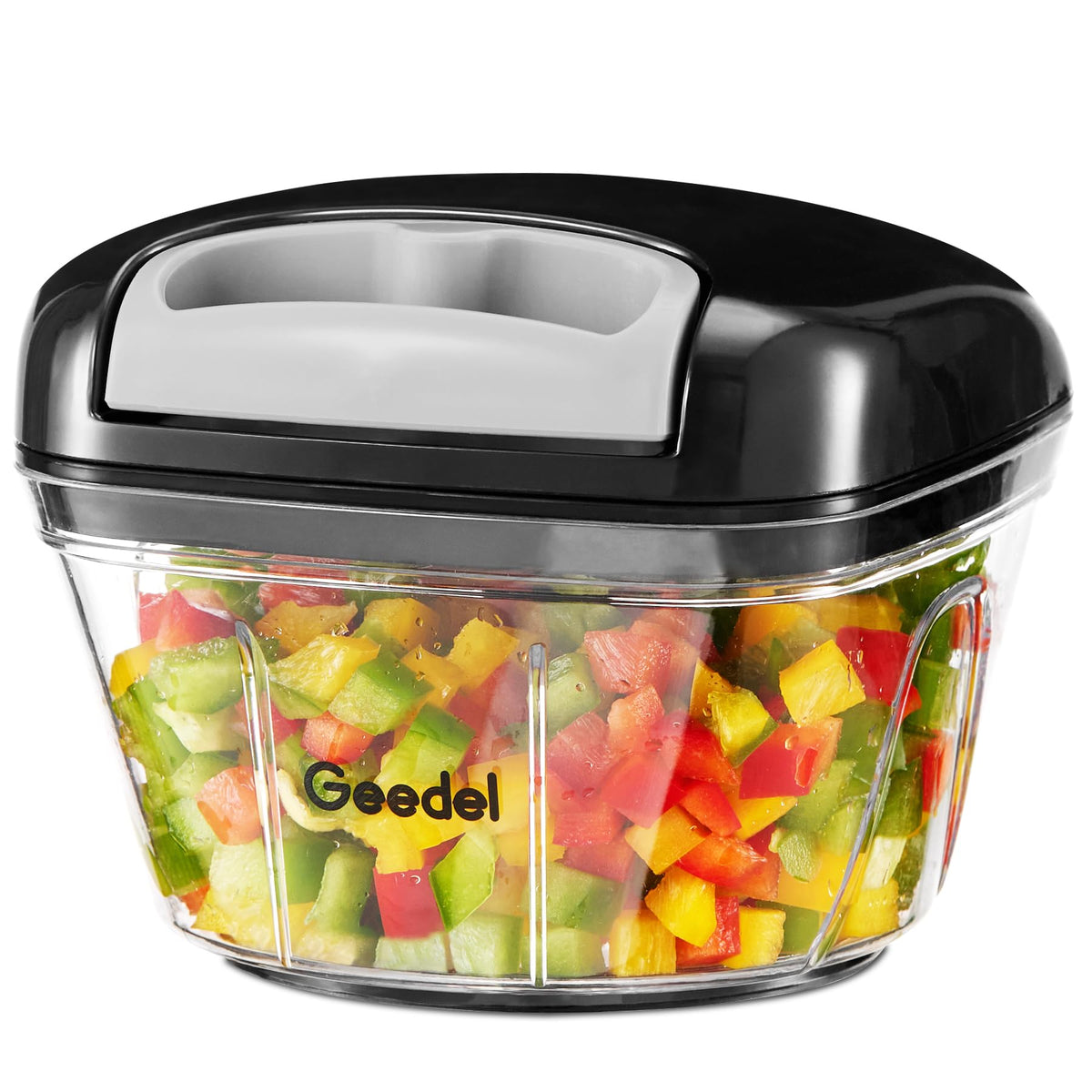 Geedel Manual Pull Food Chopper, Hand Pull String Onion Chopper Dicer for Kitchen, Easy Cleaning food Chopper for Vegetables, Fruits Nut Garlic Grey