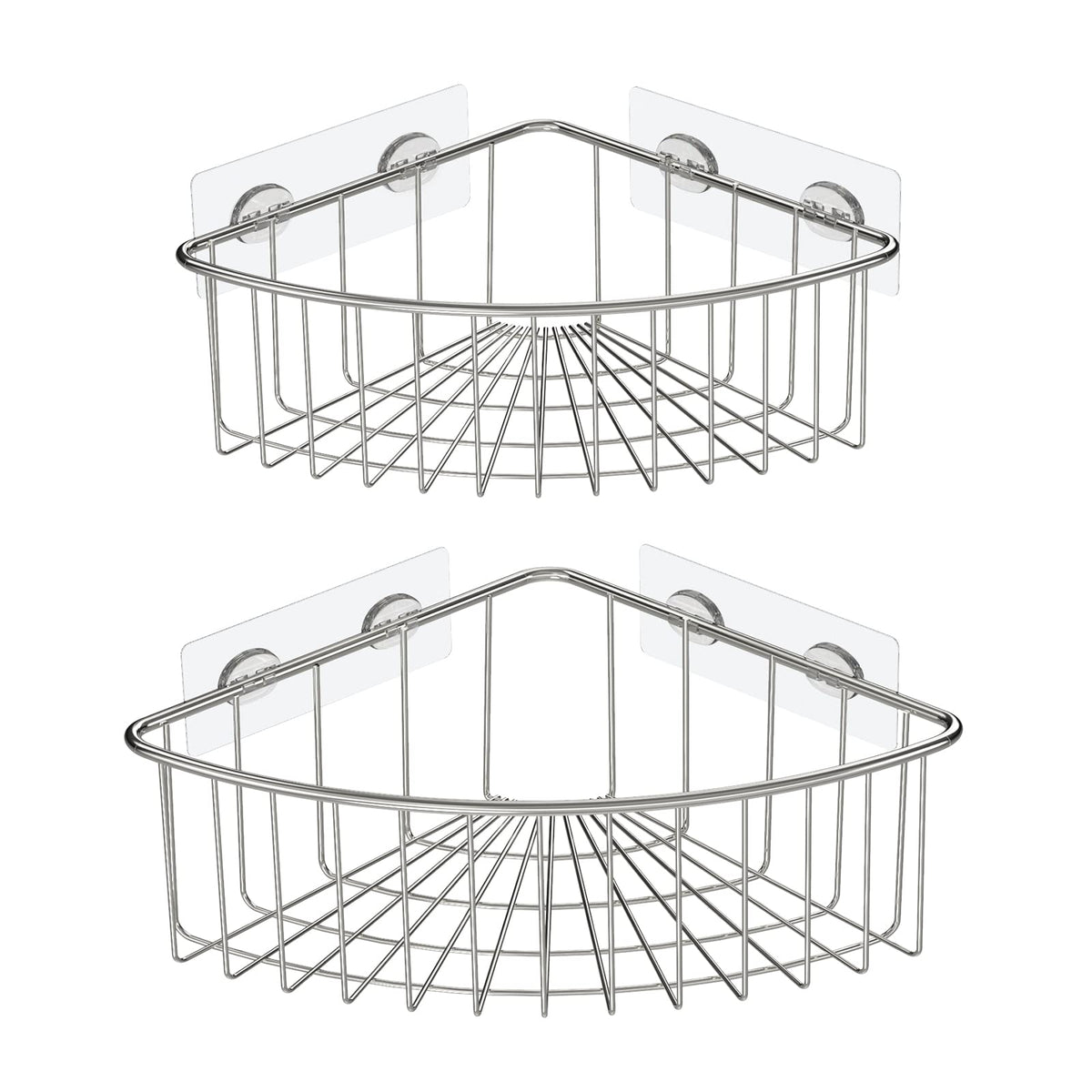 HEETA Corner Shower Caddy Deep Basket, Wall Mounted Bathroom Shelf, Rustproof Storage Organizer Adhesive Shower Caddy Basket for Bathroom, Toilet and