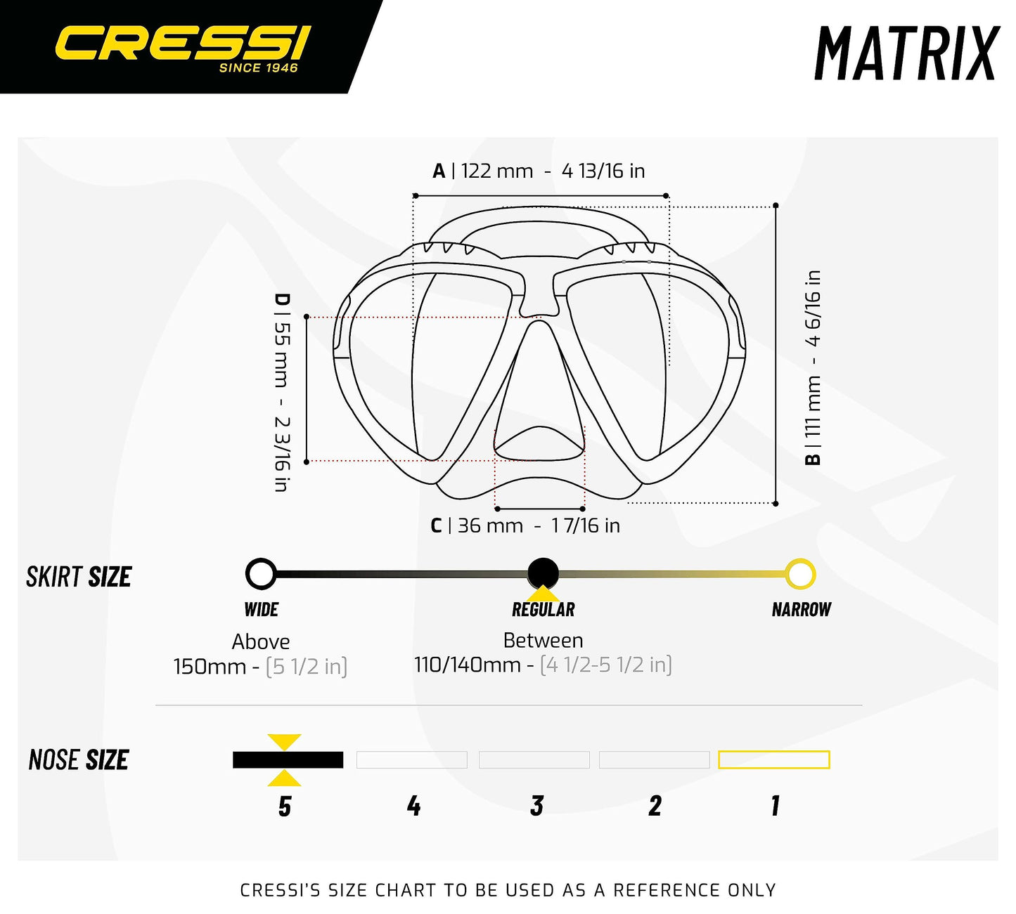 Cressi Adult Matrix Snorkelling Mask - Clear/Aquamarine