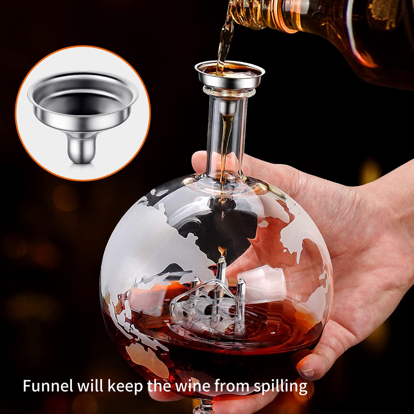 Whiskey Decanter and Glass Set,Globe Decanter,Whiskey Decanter Set,Decanter and Glasses Set,Whisky Decanter for Men,Whiskey Gift Sets for Men,Includes