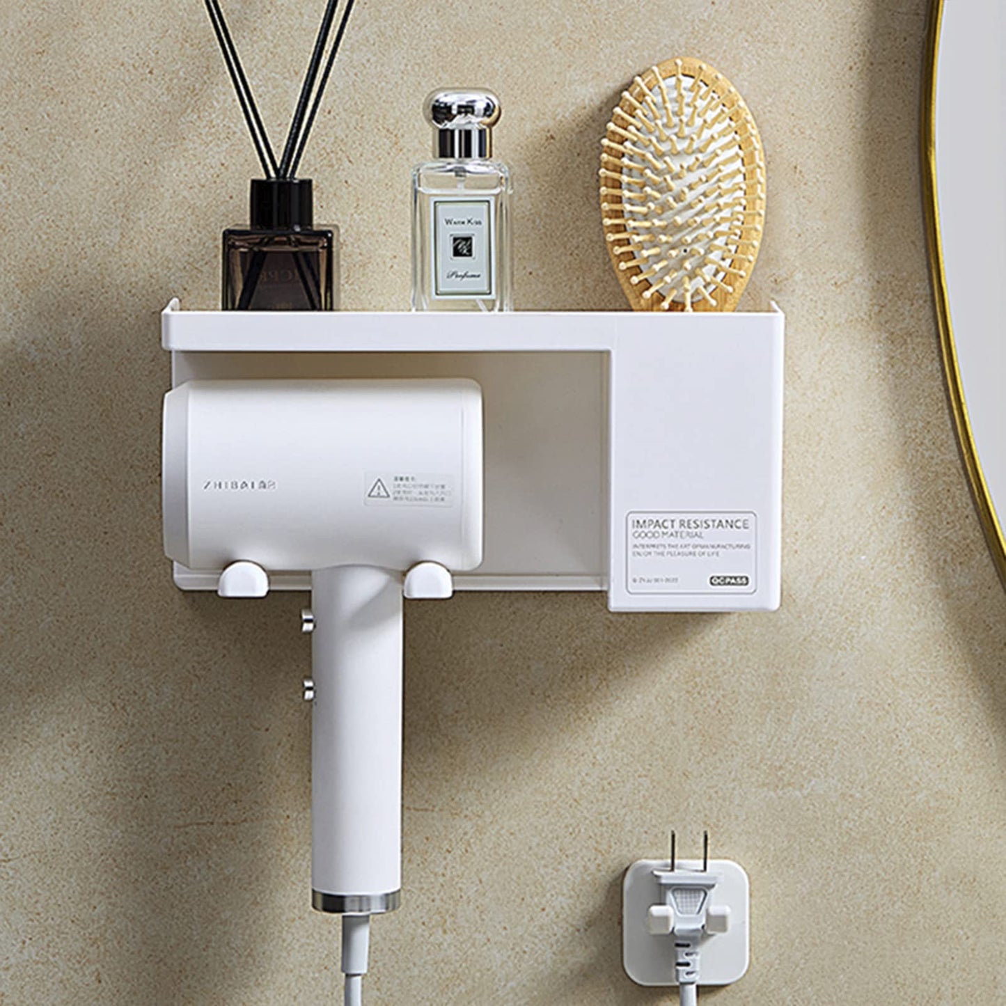 Hosoncovy Hair Dryer Wall Mount Holder Hair Dryer Wall Hanger Toiletries Wall Storage Electric Shaver Wall Mount for Dyson Supersonic Hair