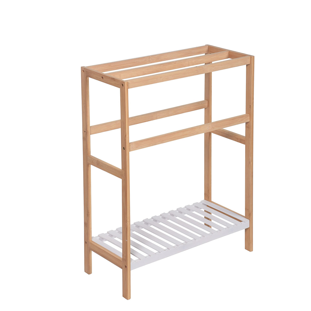 ASPECT Kassi White & Bamboo Freestanding Storage Units For Bathroom/Kitchen/Living Room (60x26x80(H) cm)
