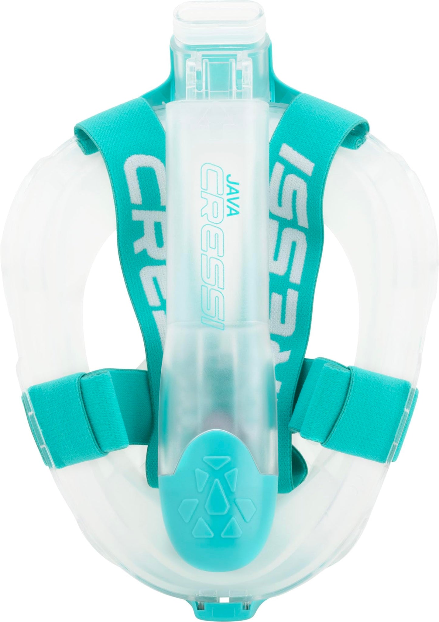 CRESSI Java Full Face Mask Clear/Aquamarine S/M-Unisex Full Face Snorkel Mask, Ultra Clear Anti Fog Lens, 100% Silicone, Snorkel Dry with Safety