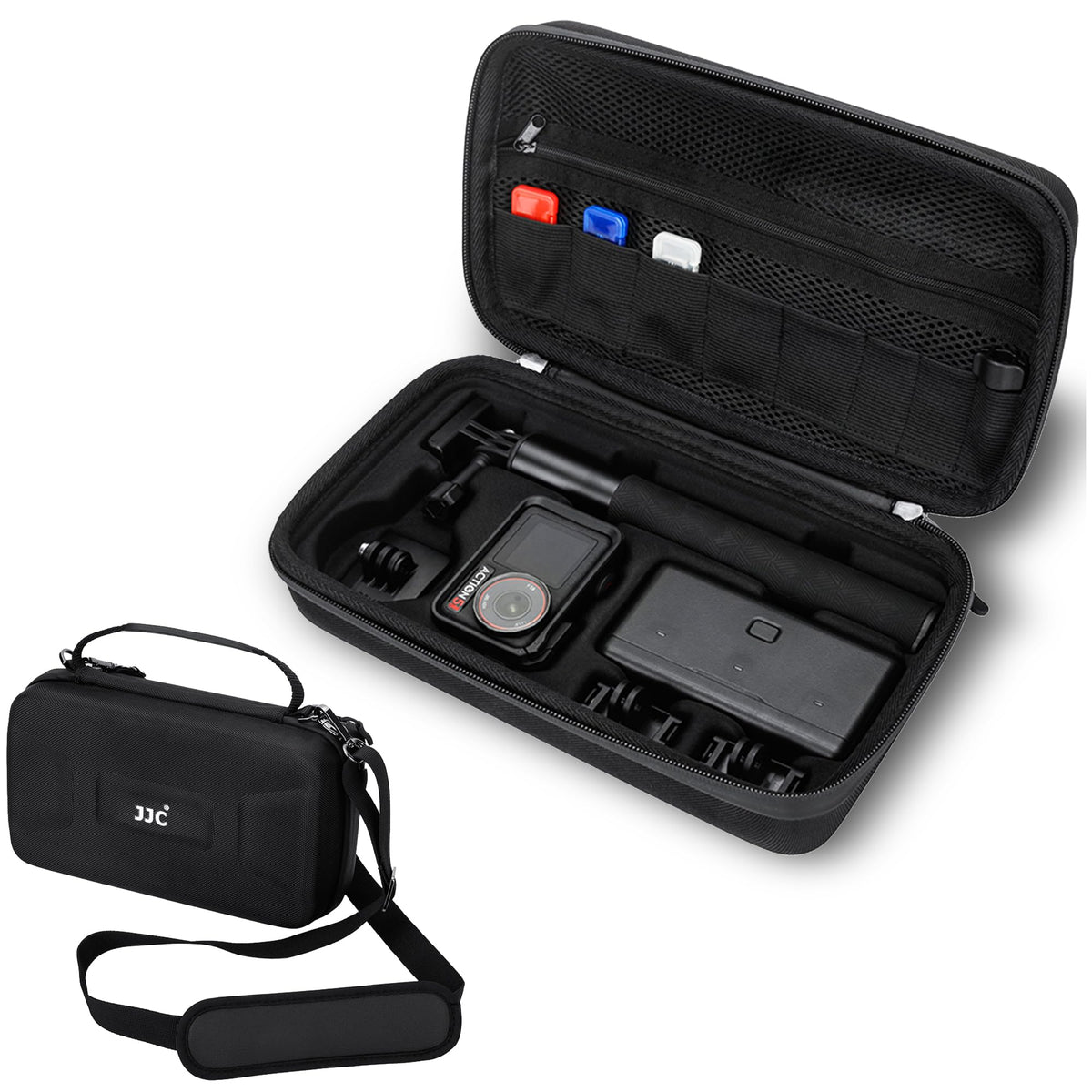 EVA Hard Shell Osmo Action 5 Pro Case,Carrying Bag for DJI Osmo Action 5 Pro/4/3 with 3 Micro SD Card Cases & Shoulder Strap,Water Resistant Action5