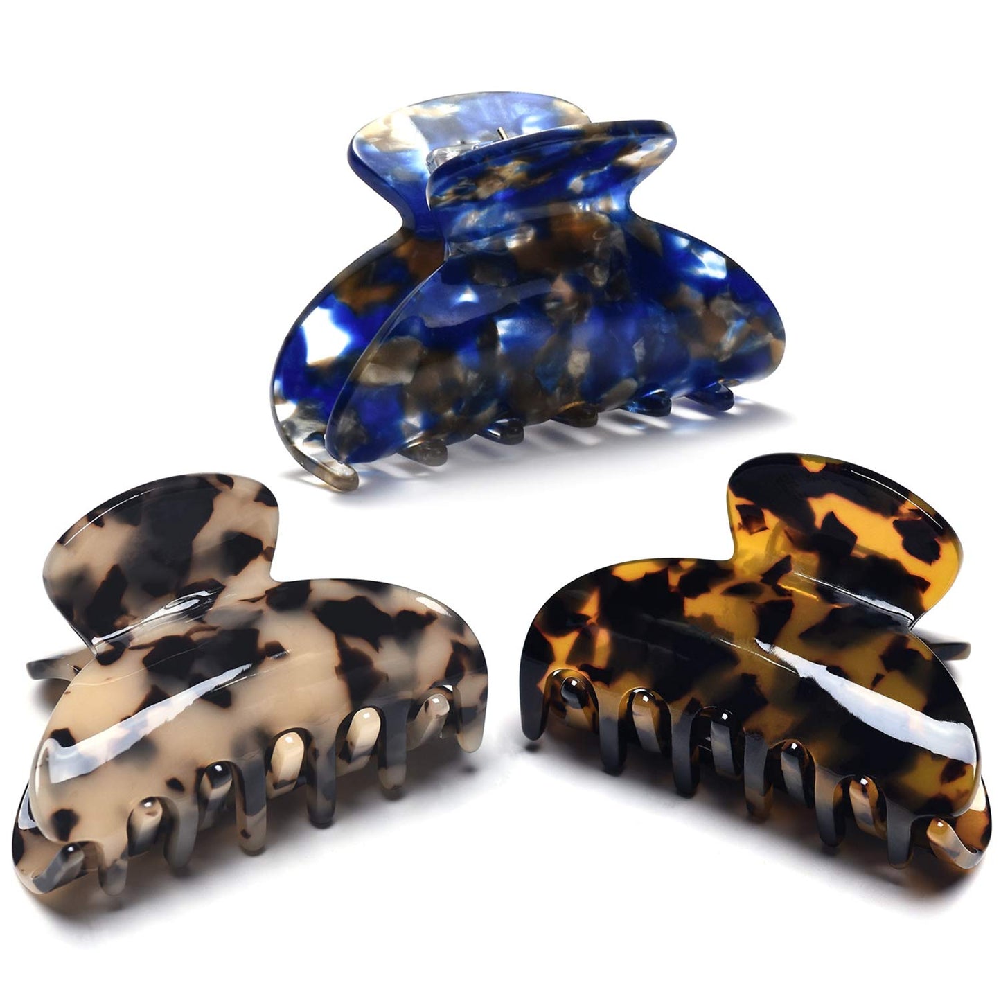 FSMILING Medium Hair Claw Clips For Thick Hair,Nonslip Claw Hair Clips For Women Thin Hair,Celluloid Tortoise Hair Clip Jaw Claw Clamp Clutcher,3