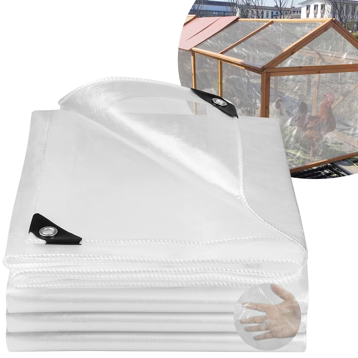 Clear Tarpaulin Waterproof Heavy Duty: 2m x 3m 130GSM Tear-Resistant PE Tarp with Reinforced Grommets - UV Protected Cover for Garden Pergola Ground &