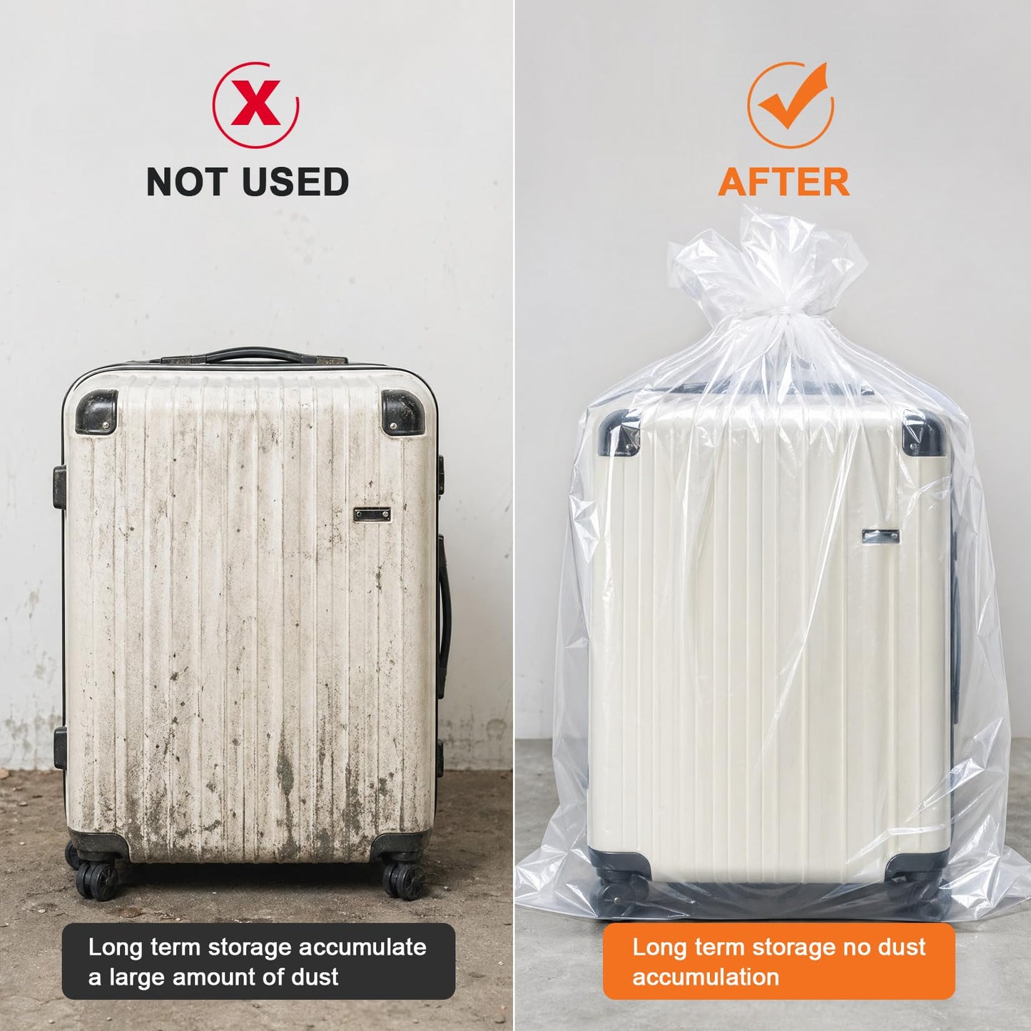 6 Pcs Extra Large Clear Plastic Storage Bags, 150 x 150cm Clear Large Plastic Bags for Clothes, Furniture, Luggage, Suitcase, Quilts, Chair, Bike