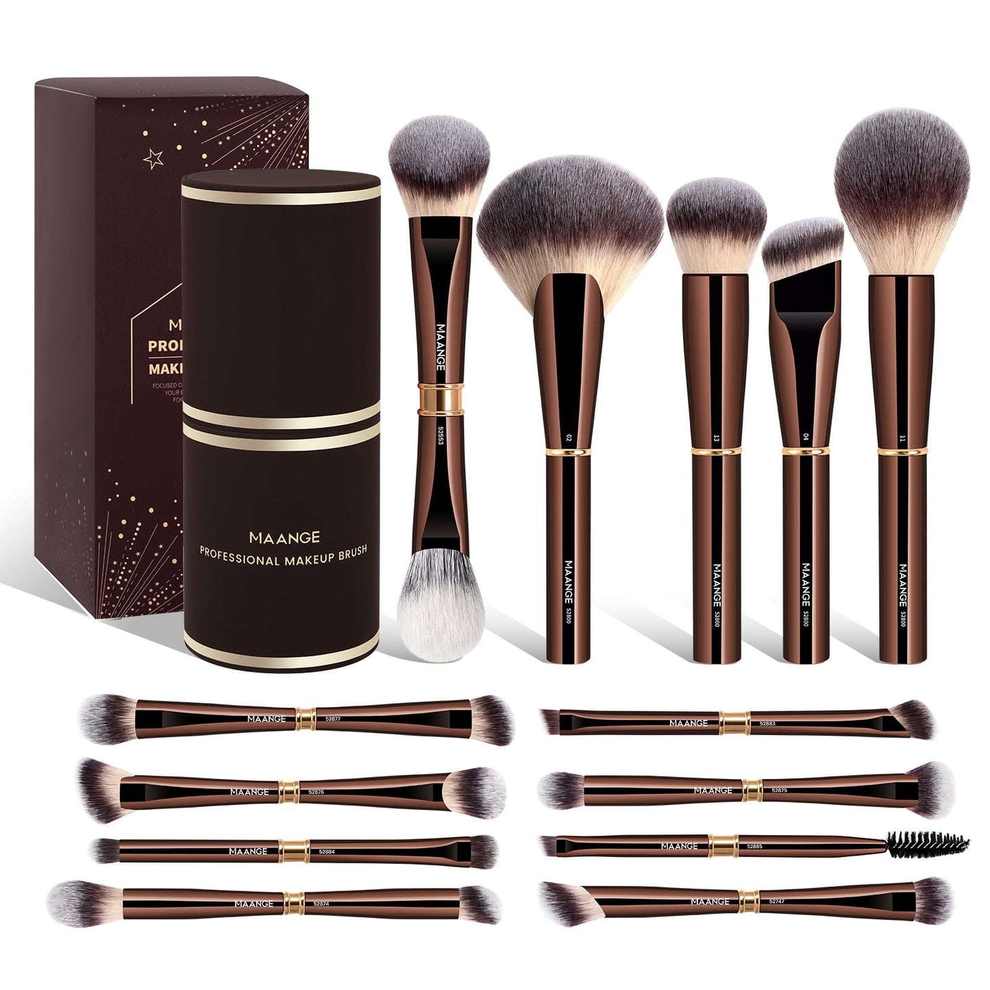 MAANGE Makeup Brushes - 13Pcs Makeup Brush Set for Foundation Powder Concealers Blush Eyeshadow, Premium Quality Face & Eye Make Up Brushes,