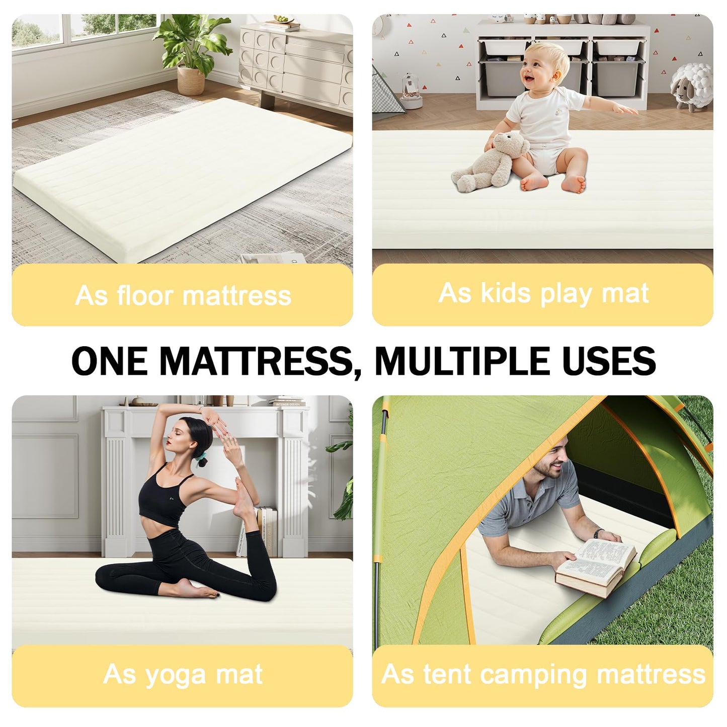MeMoreCool Roll Up Floor Mattress Single 190x90cm, Beige