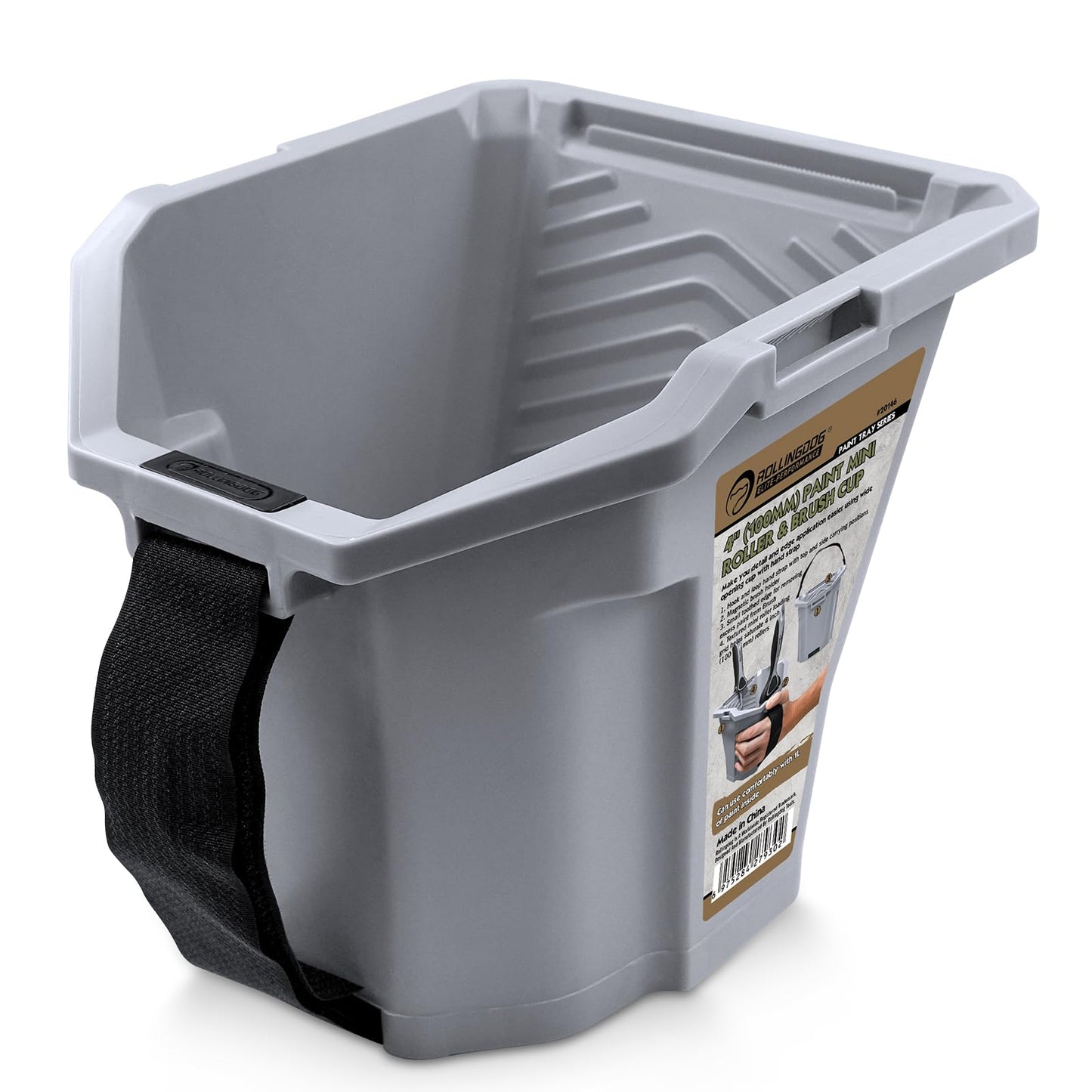 ROLLINGDOG Hand Held Paint Scuttle Bucket with Magnet Brush Holder - Paint Kettle for 4" Mini Roller,Suitable for Ladder, Decoration, Home DIY, Small