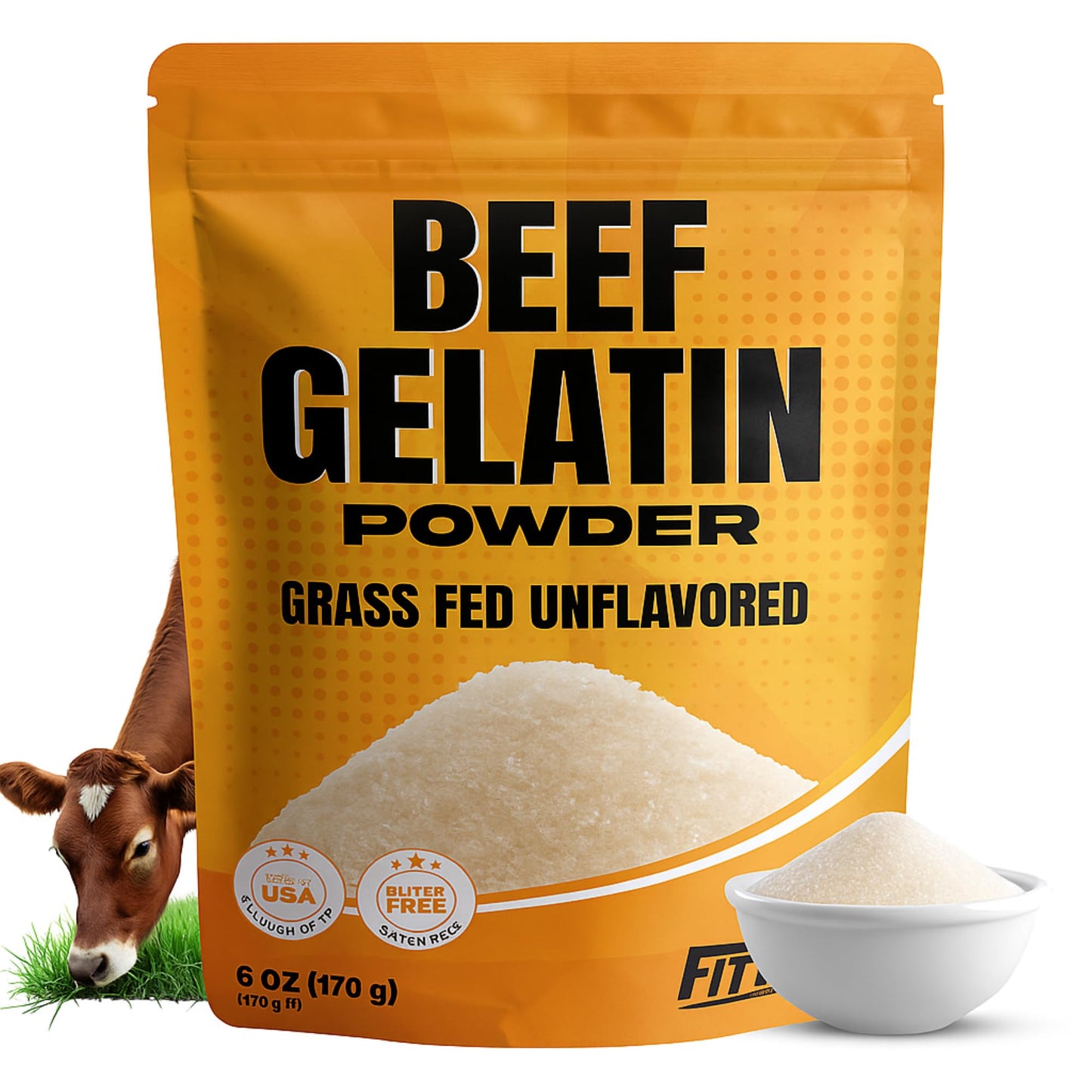 Beef Gelatin Powder 6 oz - Grass-Fed, Unflavored, Non-GMO - Premium Thickening Agent for Cooking & Baking - Perfect for Gummy Candy, Marshmallows and