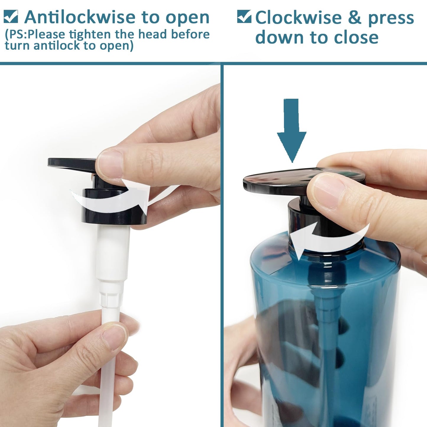 Apstaqeoo 2Pcs 500ml/17oz Empty Pump Bottle Dispensers - Refillable Plastic Shampoo Bottle Hand & Dish Soap Dispenser with pump