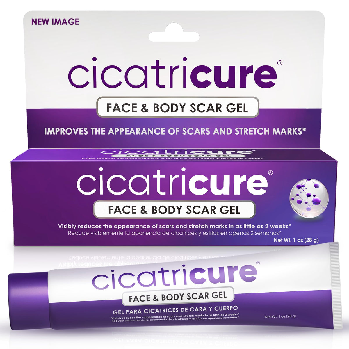 Cicatricure Face & Body Scar Gel, Reduces the Appearance of Old & New Scars, Stretch Marks, Surgery, Injuries, Burns and Acne, 1 Ounce (Packaging May