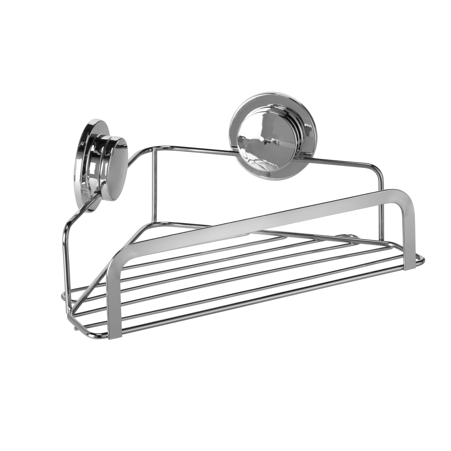 Croydex Stick 'N' Lock Adhesive Corner Shower Caddy - No Drill Shelf for Shower or Bathroom with Sticky Pad, 5 Year Rust Free Guarantee with Chrome