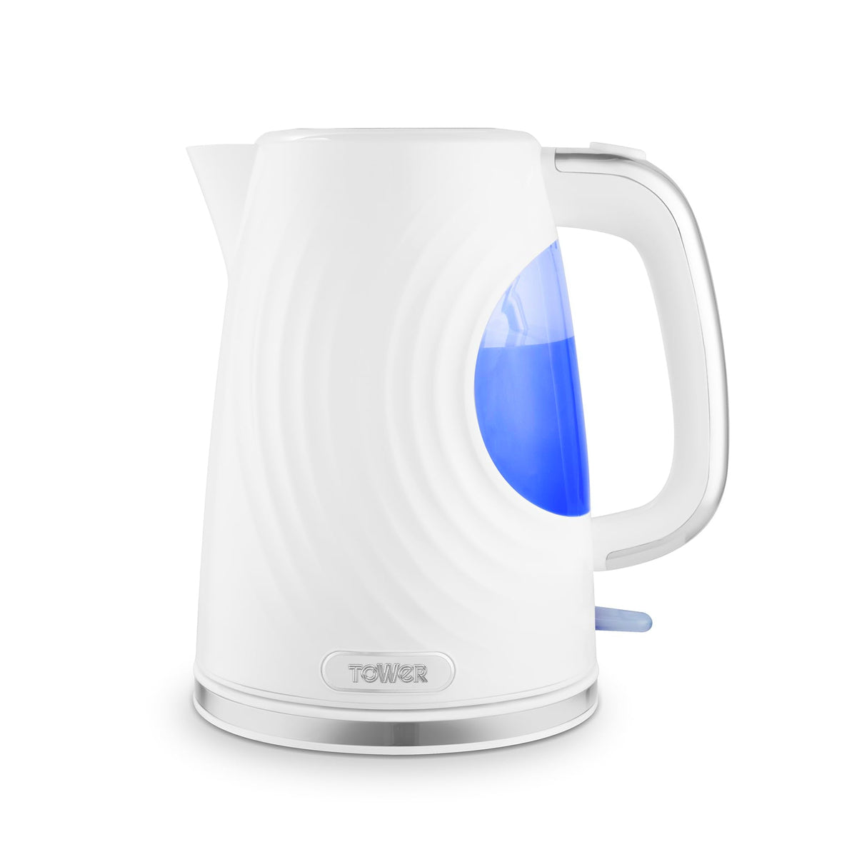 Tower T10083WHT Sonar Textured Kettle with Large Viewing Window & Blue Light, 360 Degree Base, 3000W, 1.7L, White
