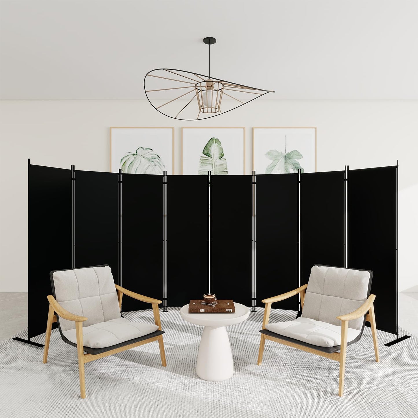 T&Jero 8-Panel Folding Room Divider, 6ft Tall Portable Privacy Screen Wall for Home and Office, Modern Freestanding Partition Separator for Bedroom,