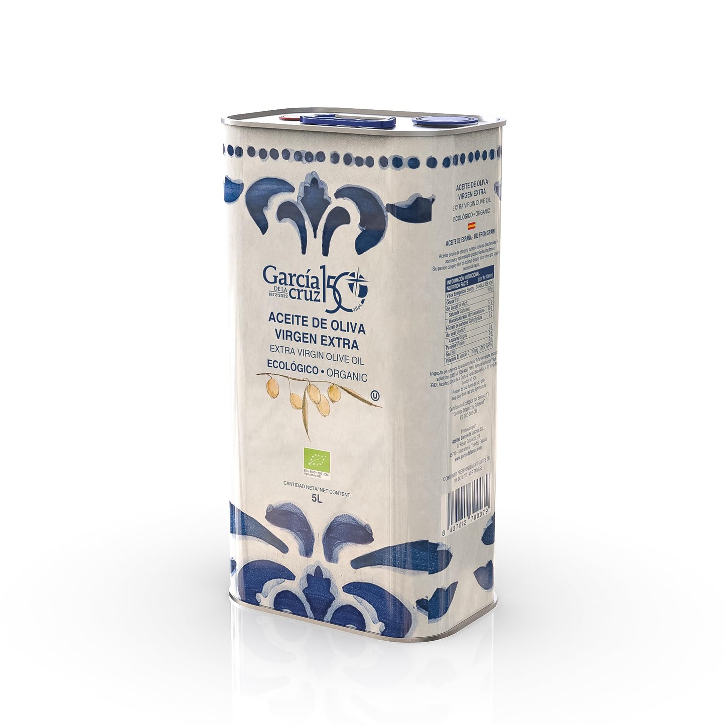 GARC?A DE LA CRUZ - Organic Extra Virgin Olive Oil, Cooking Oil, Olive Variety, Smooth Body, Origin Spain, Montes de Toledo, Packed in Tins - 5L