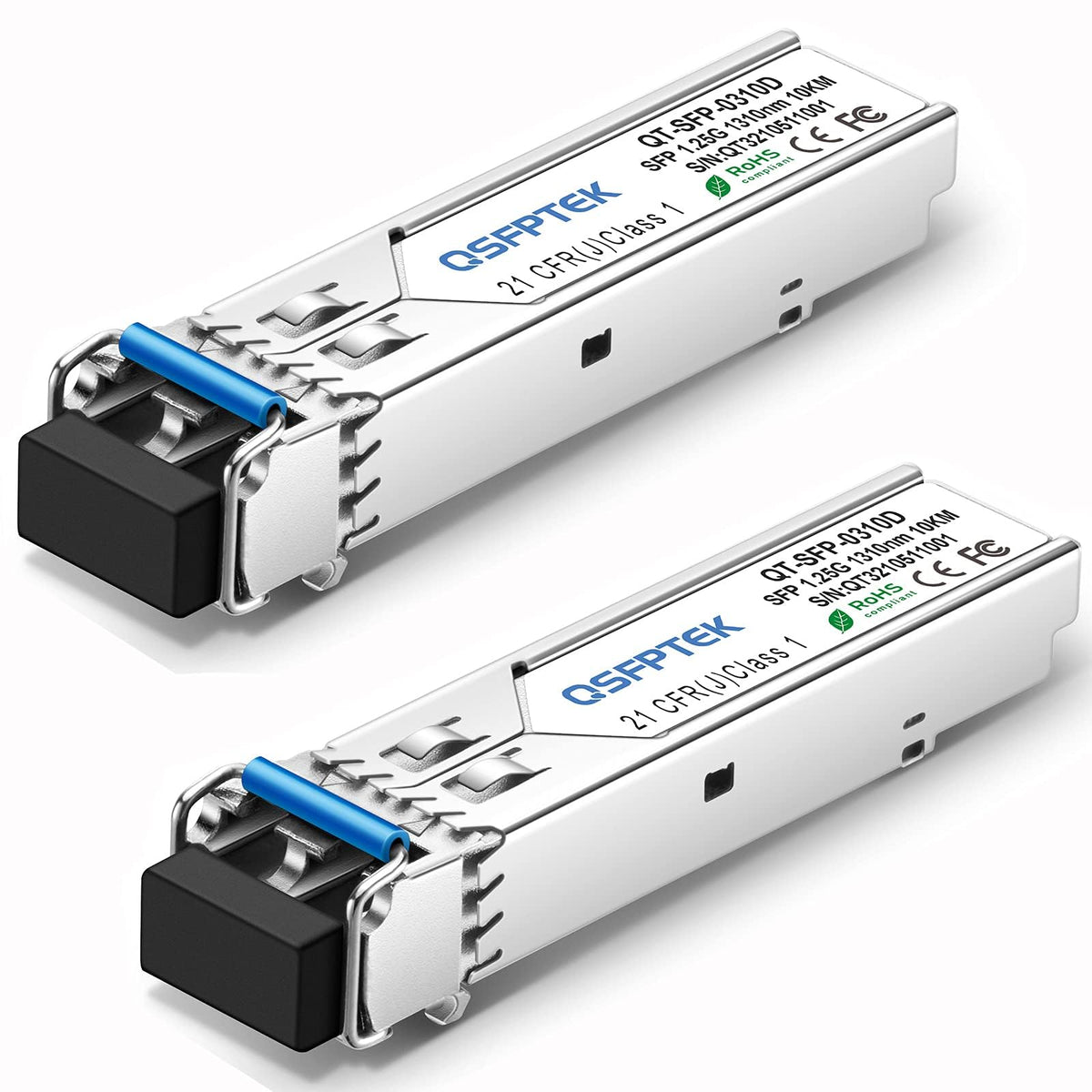2Pack 1000BASE-LX/LH Gigabit SFP Module, 1310nm, 10km, DDM, Single-Mode LC Mini-GBIC Transceiver for Cisco GLC-LH-SMD/GLC-LX-SM-RGD, Ubiquiti