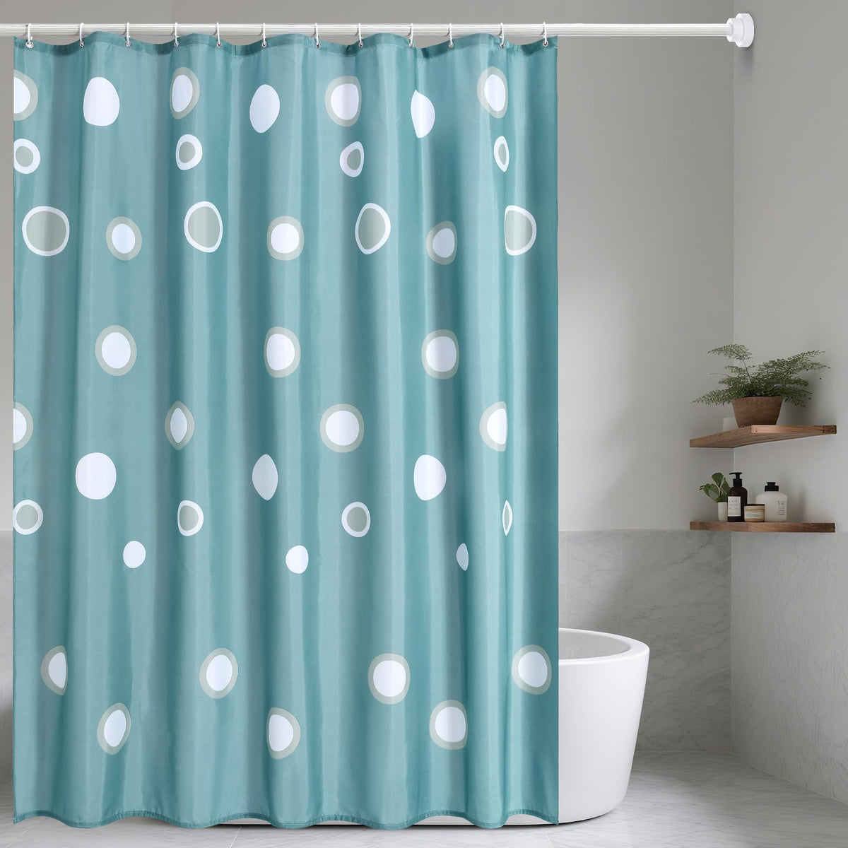 Lkw Ogechi 200x200 CM Washable Blue Shower Curtain Bubble, Antimold Polyester Shower Curtains Weighted Hem, Waterproof Bathroom Curtains Bubble, Wet