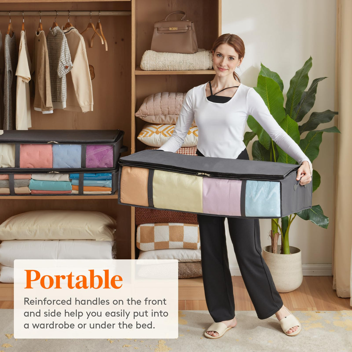 Lifewit 2 Pack Under Bed Storage,90L Clothes Storage Bags with Clear Window