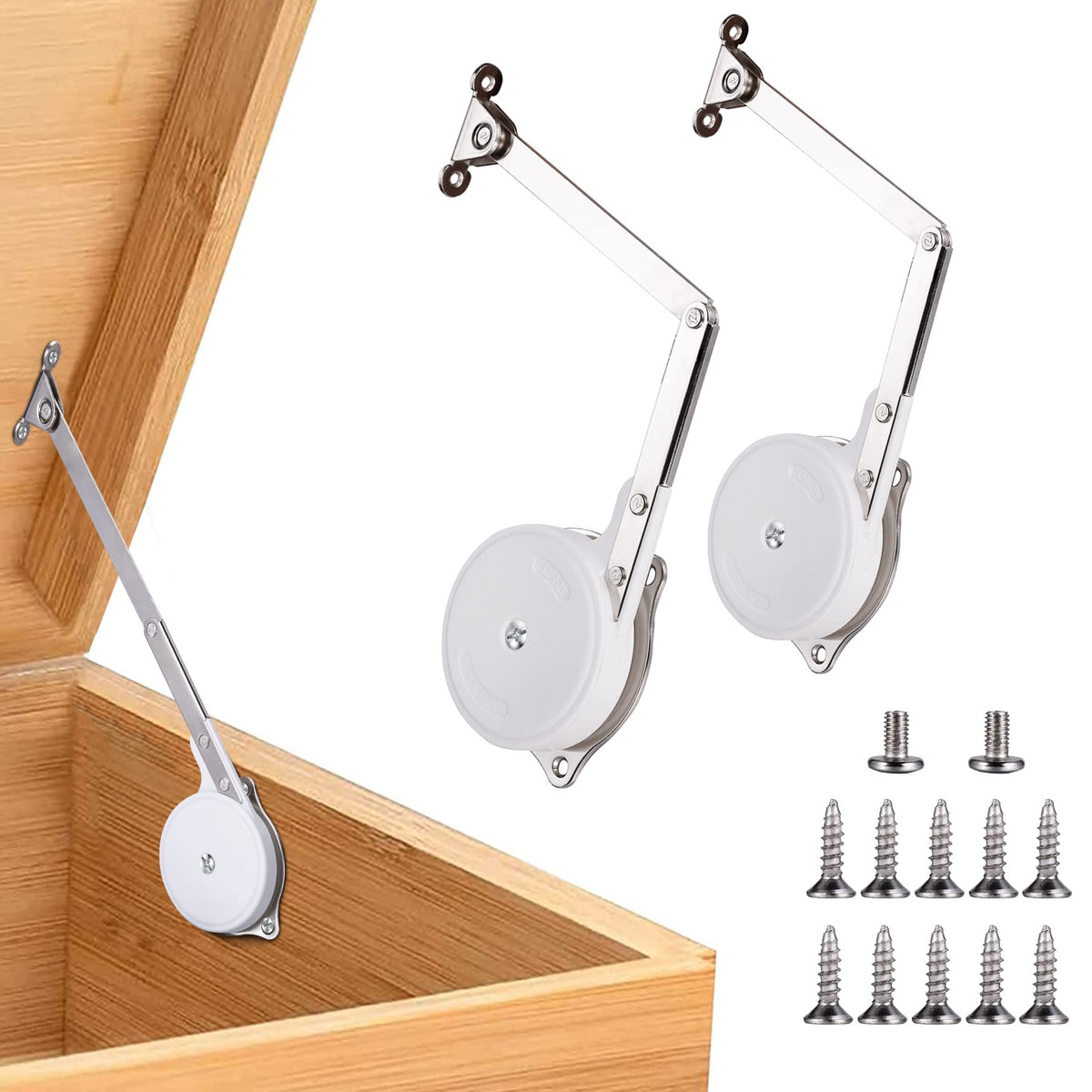 2 Pack | Toys Box Hinges Soft Close - HBL? Chest Lid Support Hinges for Wooden Toy Box, Cedar, Storage Trunk & Benches, Made of Zinc Alloy, Safety &