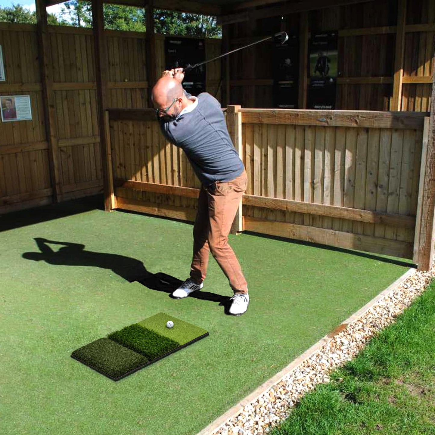 SAPLIZE 30"x15" Foldable 3-in-1 Golf Hitting Mat, Tight Lie, Rough and Fairway for Driving, Chipping, and Putting Training, Portable Golf Practice