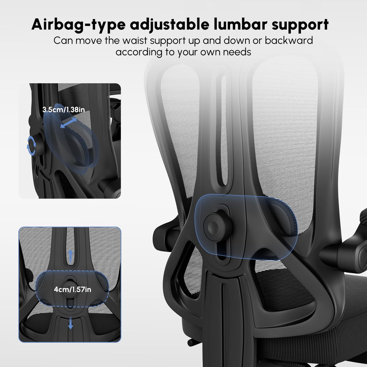 WUPY Mesh Office Chair with Footrest & Headrest, Ergonomic Computer Chair