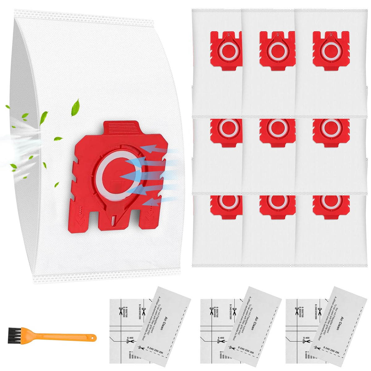 10 Pack FJM Vacuum Cleaner Bags 3D Efficiency for Miele Hoover Dust Bag for Complete C1, Compact C1, Compact C2, S6 S4 Series with 3 Motor Protection