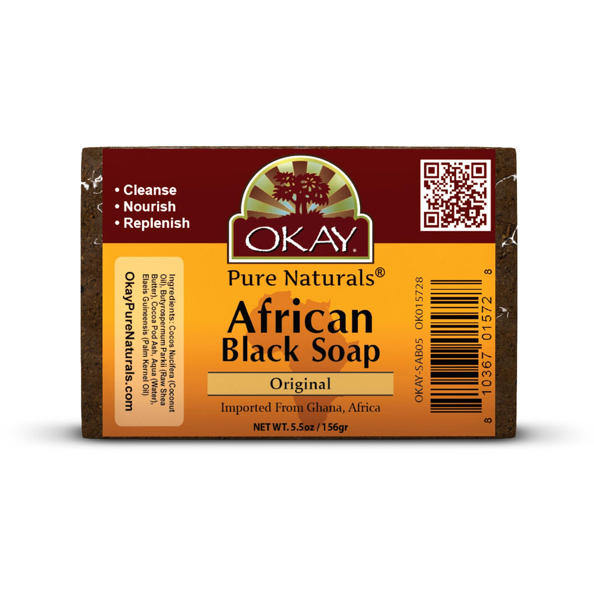 OKAY Pure Naturals African Black Soap, 5.5 Ounce, 0.16 kg