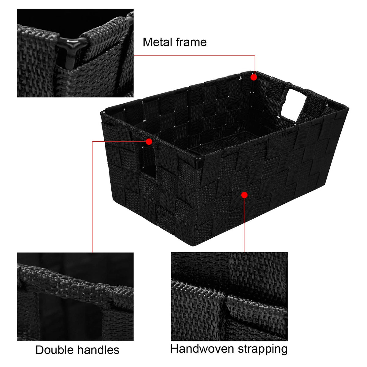 homyfort Woven Shelf Storage Tote Baskets Bins Container, Durable Storage Organizer Boxes with Built-in Handles for Bedroom, Office, Closet