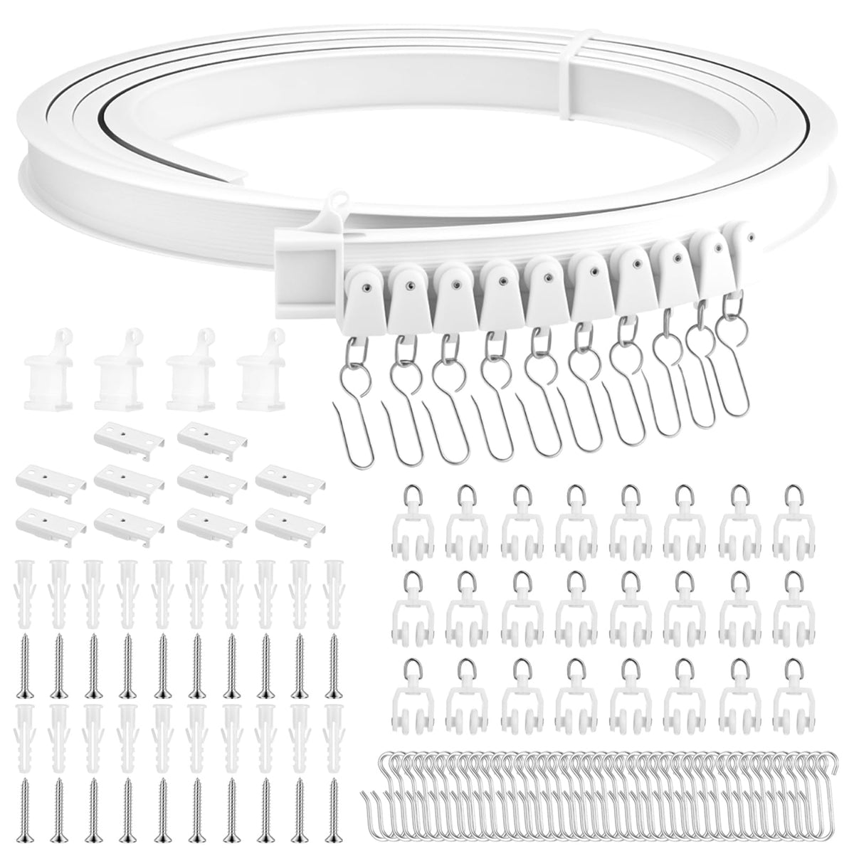 kebitedamai 3 Meter/9.8 FT Flexible Curtain Rail Tracks, Bendable Flexible Ceiling Curtain Track Spares for Room Divider Curtains RV Oval Shower Bay