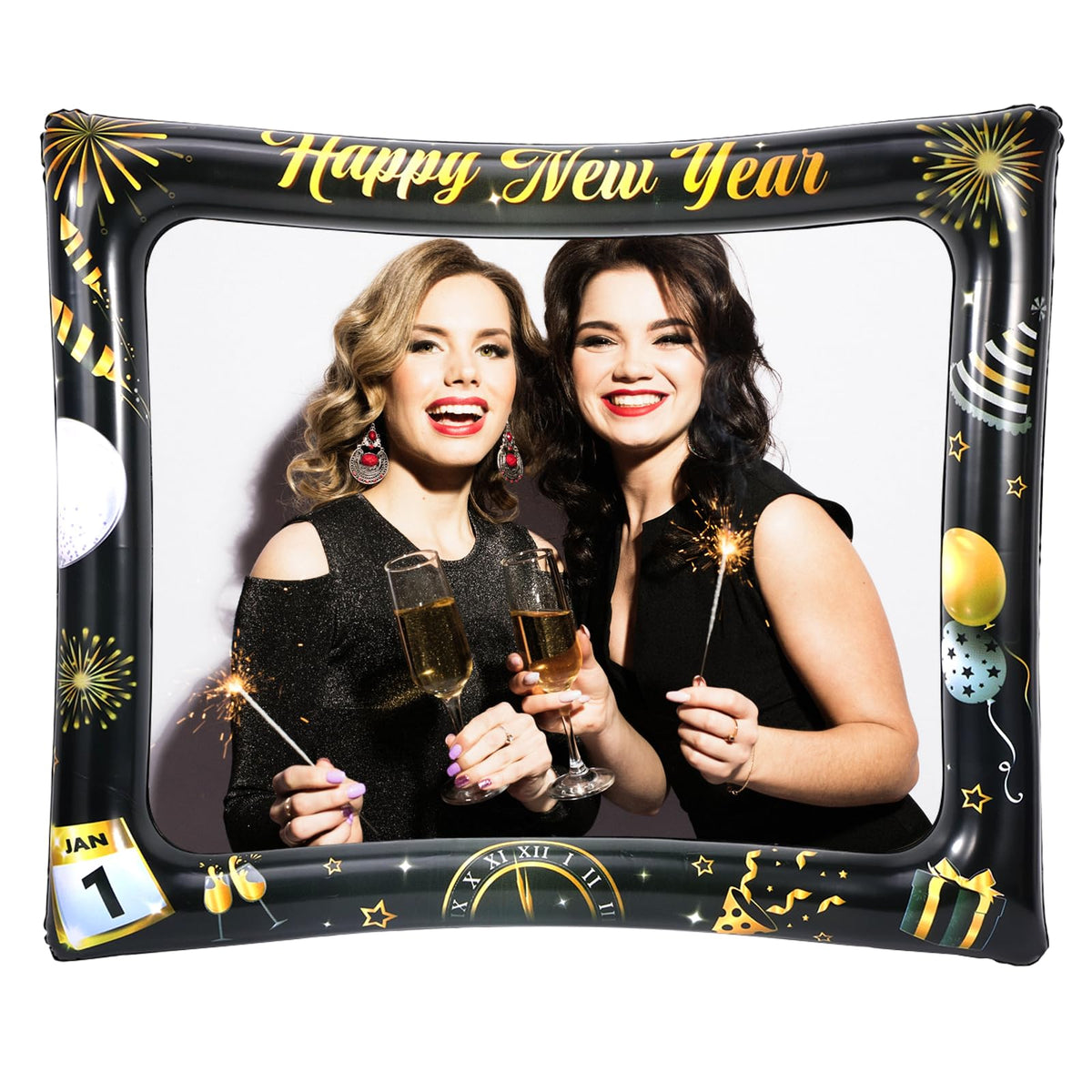 HOWAF Happy New Year Photo Frame Inflatable Selfie Frame, New Years Eve Decorations 2026 Party Props Photo Booth Props for NYE Party Decorations 2026,