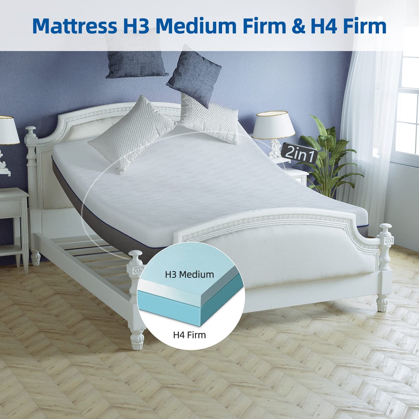 wowttrelax Single Memory Foam Mattress Medium with Soft Fabric, 90x190x15cm